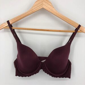 Aerie Bra Sunnie Full Coverage‎ 34C Burgundy Maroon Floral Lace